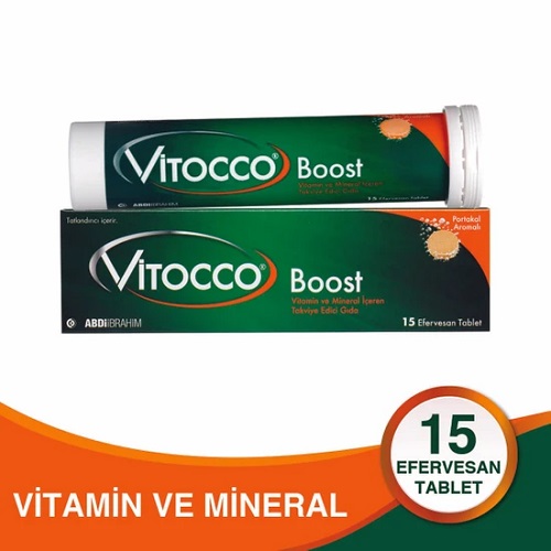 Vitocco Boost Vitamin ve Mineral İçeren Takviye Edici Gıda 15 Efervesan Tablet